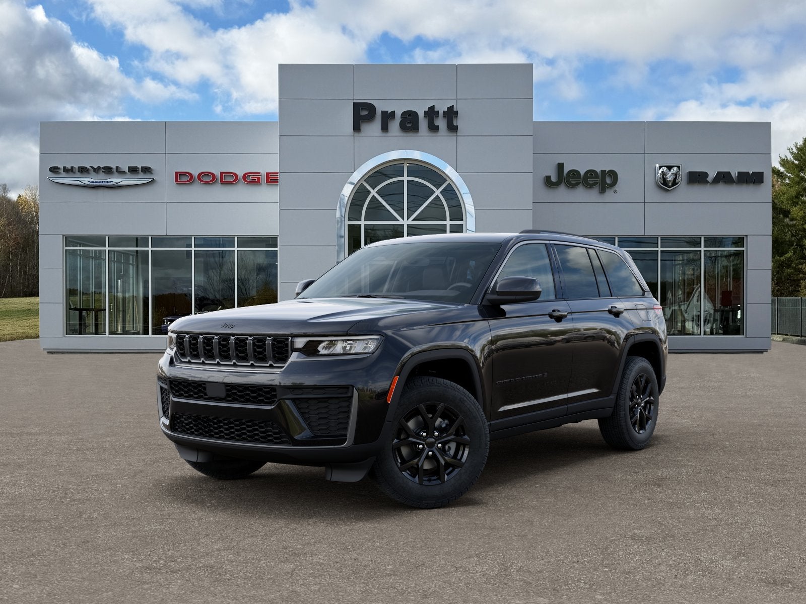 2026 Jeep Grand Cherokee GRAND CHEROKEE LAREDO ALTITUDE 4X4 in Diamond Black Crystal Pearl-Coat Exterior Paint — front three-quarter view