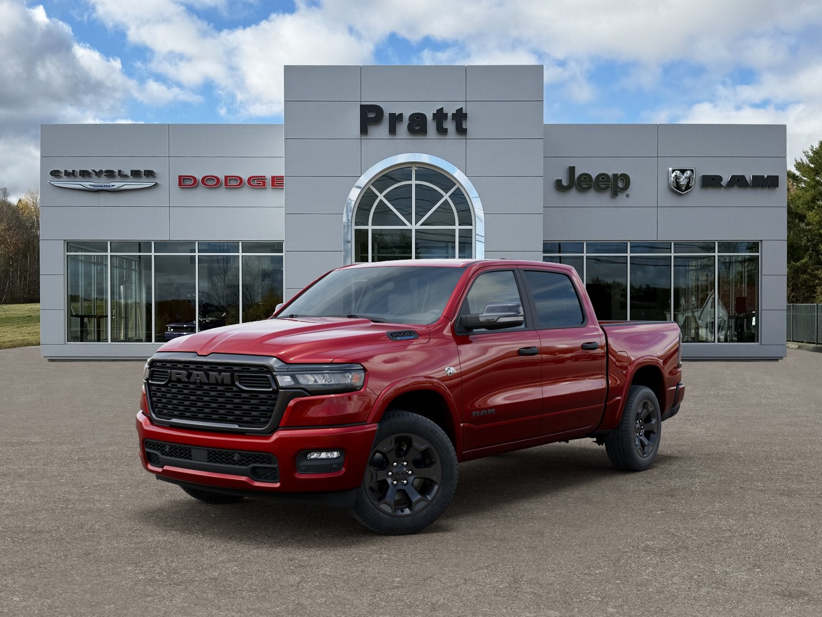 2026 RAM Ram 1500 RAM 1500 BIG HORN CREW CAB 4X4 5'7' BOX in Molten Red Pearl-Coat Exterior Paint — front three-quarter view