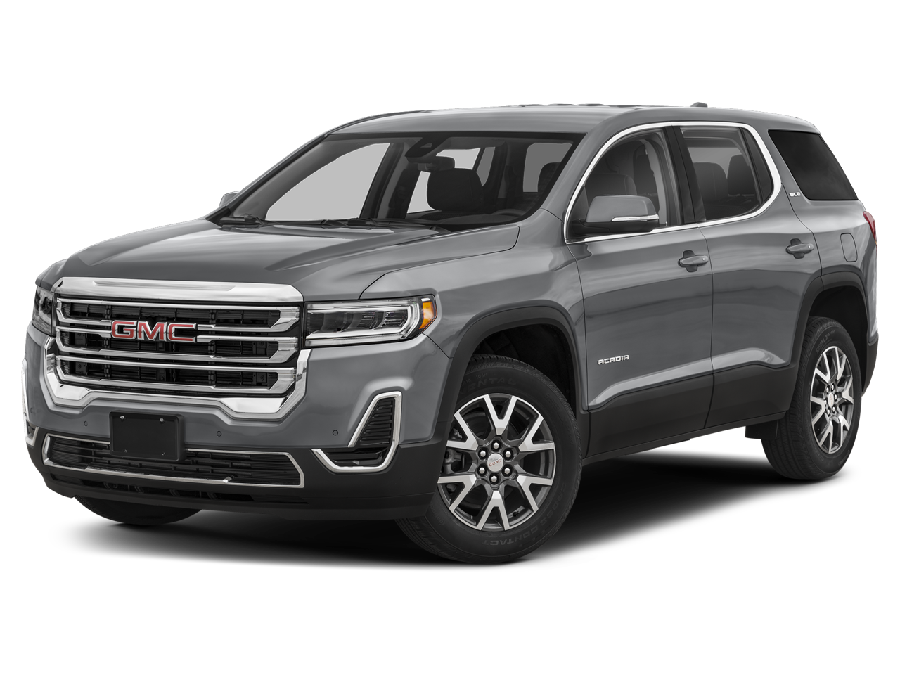 2023 GMC Acadia AWD SLE in Sterling Metallic — front three-quarter view