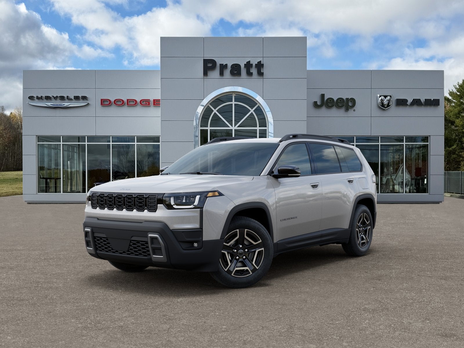 2026 Jeep Cherokee CHEROKEE LIMITED 4X4 in Silver Zynith Clear-Coat Exterior Paint — front three-quarter view