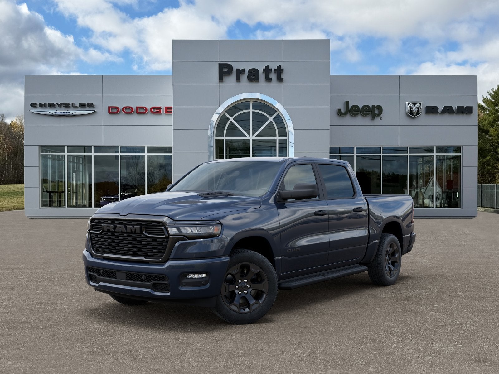 2026 RAM Ram 1500 RAM 1500 EXPRESS CREW CAB 4X4 5'7' BOX in Forged Blue Metallic Exterior Paint — front three-quarter view