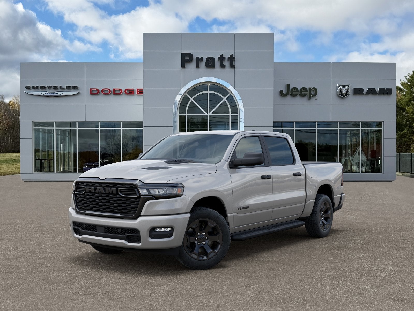 2026 RAM Ram 1500 RAM 1500 EXPRESS CREW CAB 4X4 5'7' BOX in Silver Zynith Exterior Paint — front three-quarter view