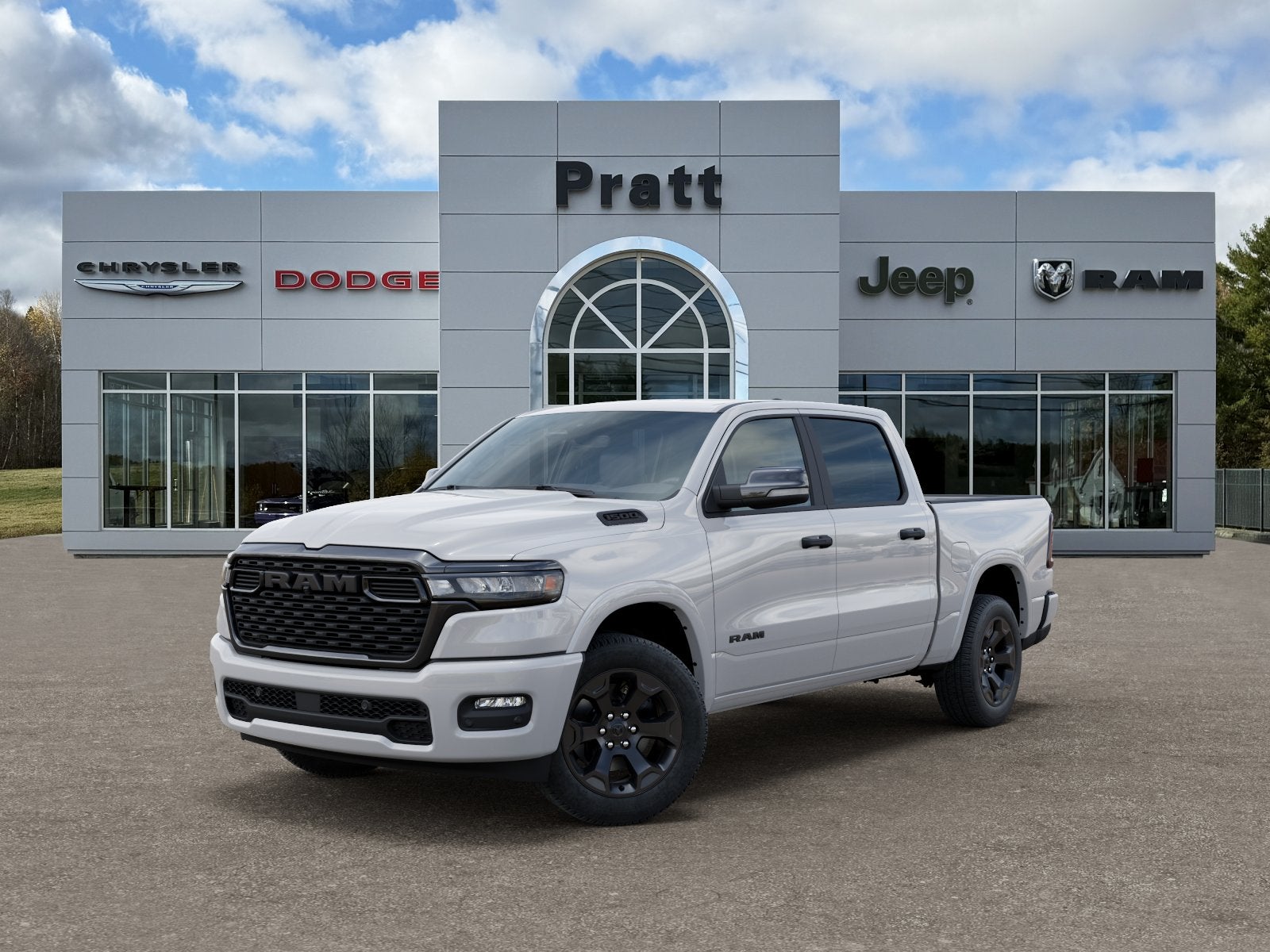 2026 RAM Ram 1500 RAM 1500 BIG HORN CREW CAB 4X4 5'7' BOX in Bright White Clear-Coat Exterior Paint — front three-quarter view