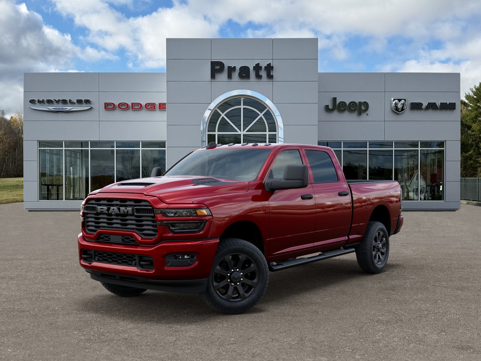 2026 RAM Ram 2500 RAM 2500 BLACK EXPRESS CREW CAB 4X4 6'4' BOX in Molten Red Pearl-Coat Exterior Paint — front three-quarter view