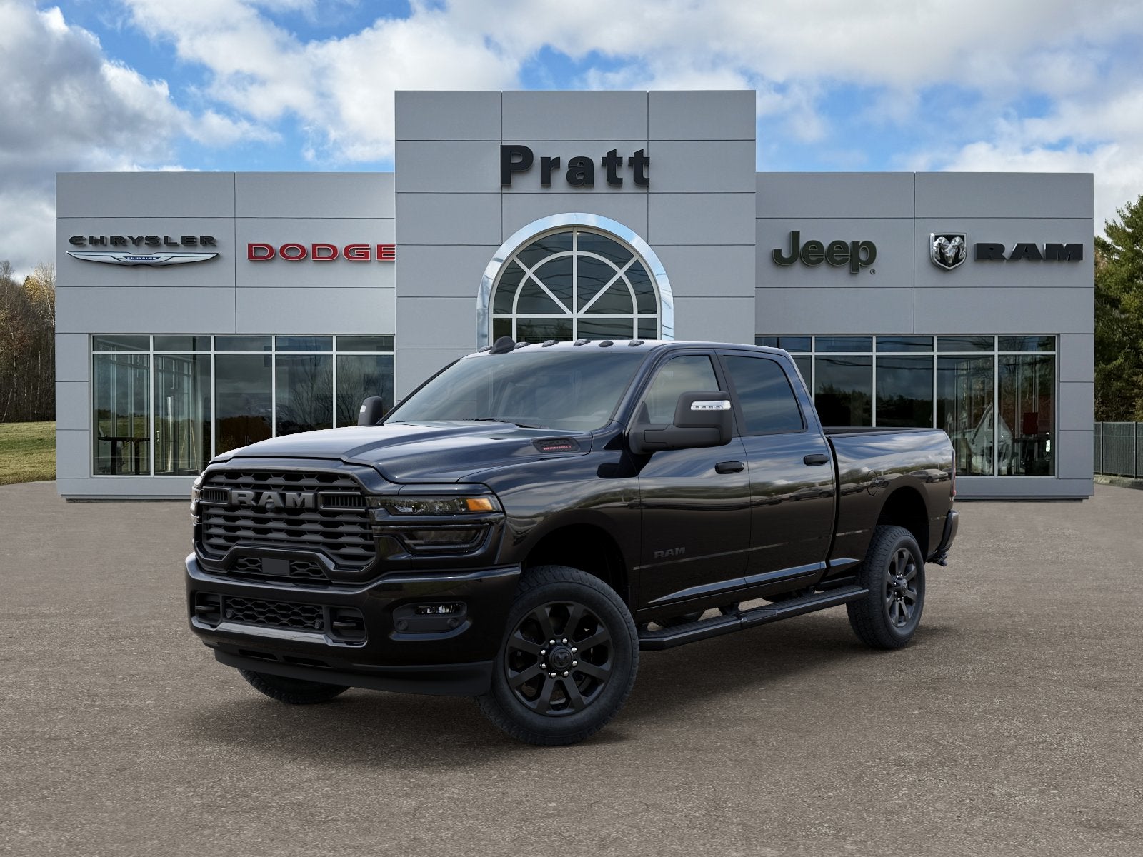 2026 RAM Ram 2500 RAM 2500 BIG HORN CREW CAB 4X4 6'4' BOX in Diamond Black Crystal Pearl-Coat Exterior Paint — front three-quarter view